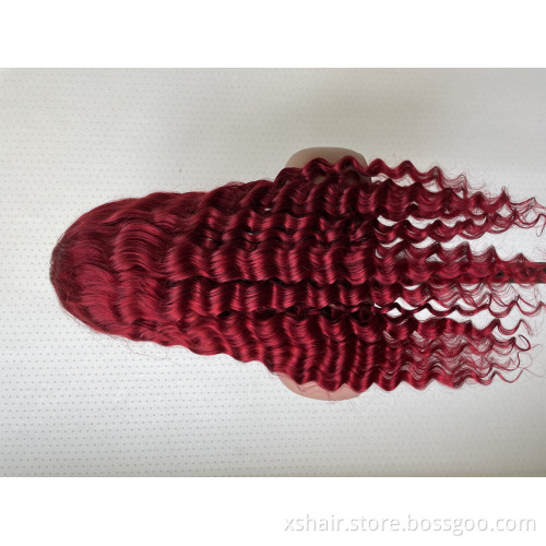 99J Burgundy Red Color Customized Texture Long 30 Inches Brazilian Cuticle Aligned Hair Lace Front Wigs